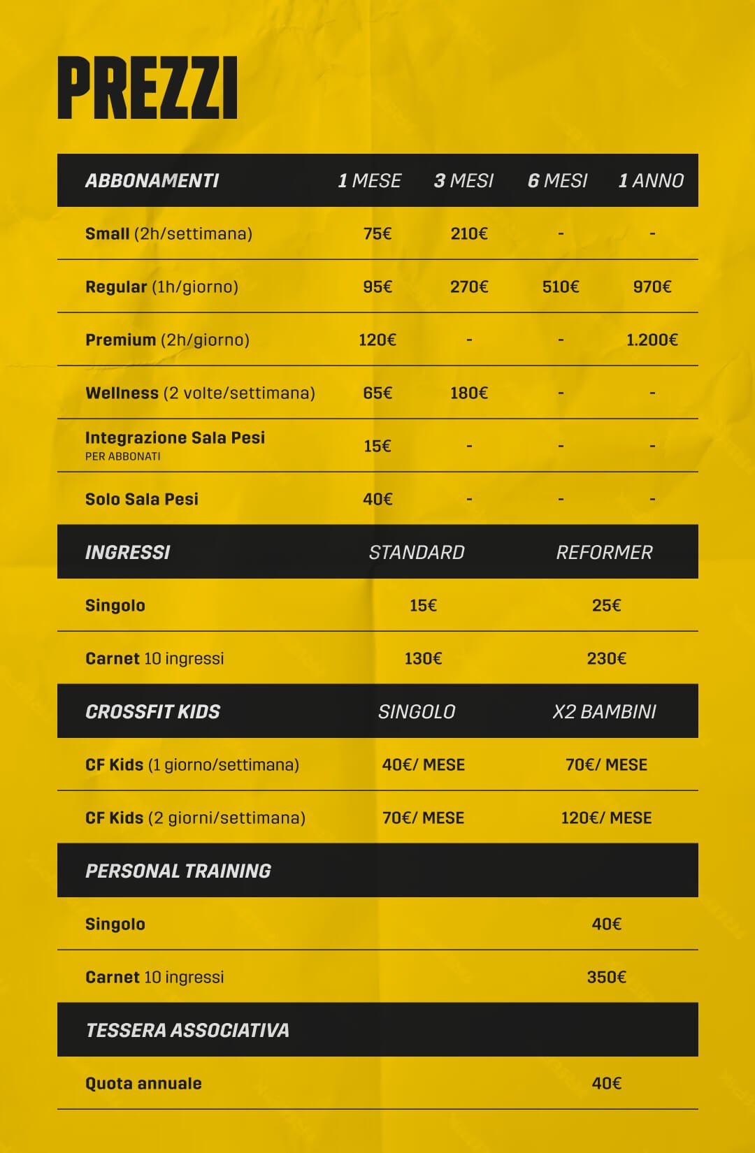 Pricing 2026, Crossfit Parco Dora